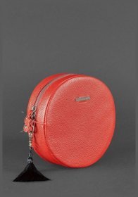 Круглая женская наплечная сумка из фактурной кожи красного цвета BlankNote Tablet 78618