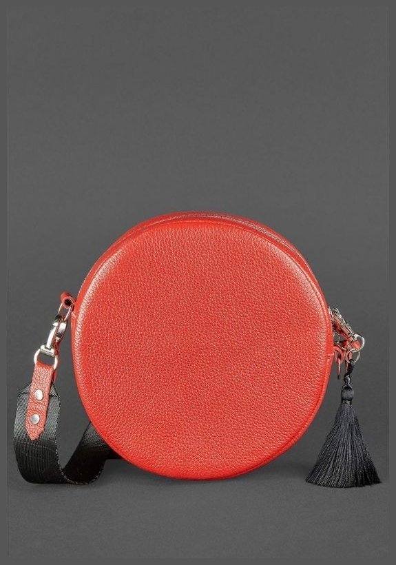 Круглая женская наплечная сумка из фактурной кожи красного цвета BlankNote Tablet 78618