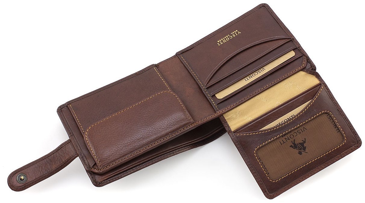 Мужское портмоне из натуральной кожи светло-коричневого цвета под карты и монеты Visconti Filipo 69018