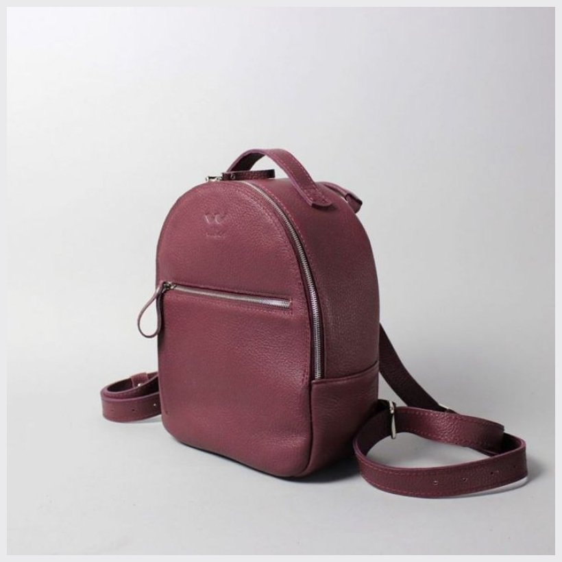 Жіночий рюкзак-сумка з фактурної шкіри кольору марсала BlankNote Groove S 79018
