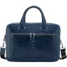 Яркая синяя мужская сумка из качественной кожи для ноутбука и документов Issa Hara (27050) - 1