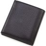 Небольшой черный мужской кошелек из качественной кожи с монетницей Bond Non (10895) - 3