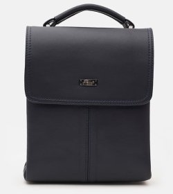 Деловая мужская барсетка из натуральной кожи синего цвета с клапаном на магните Ricco Grande 99318