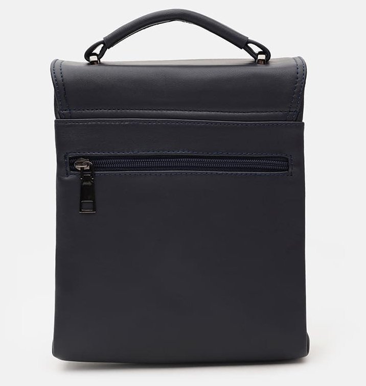 Деловая мужская барсетка из натуральной кожи синего цвета с клапаном на магните Ricco Grande 99318 modnotak фото №3