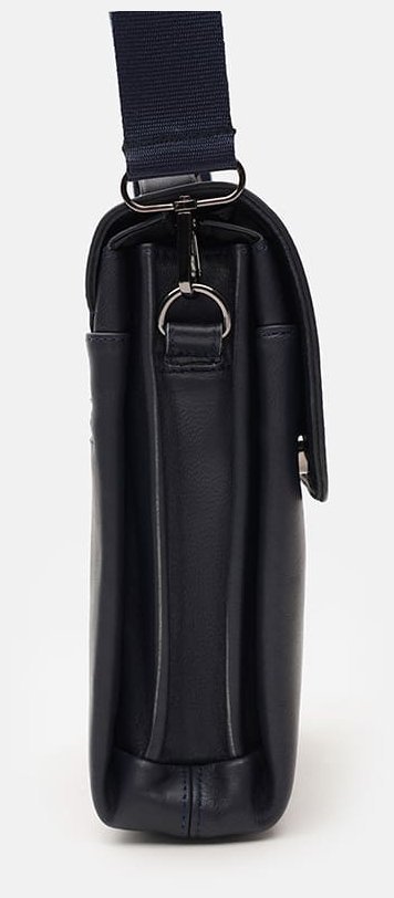 Деловая мужская барсетка из натуральной кожи синего цвета с клапаном на магните Ricco Grande 99318 modnotak фото №4