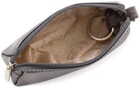 Темно-серая ключница из натуральной гладкой кожи на молнии KARYA (15555) УЦЕНКА