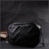 Маленькая женская сумочка на цепочке из натуральной кожи черного цвета Vintage 2422382 - 6
