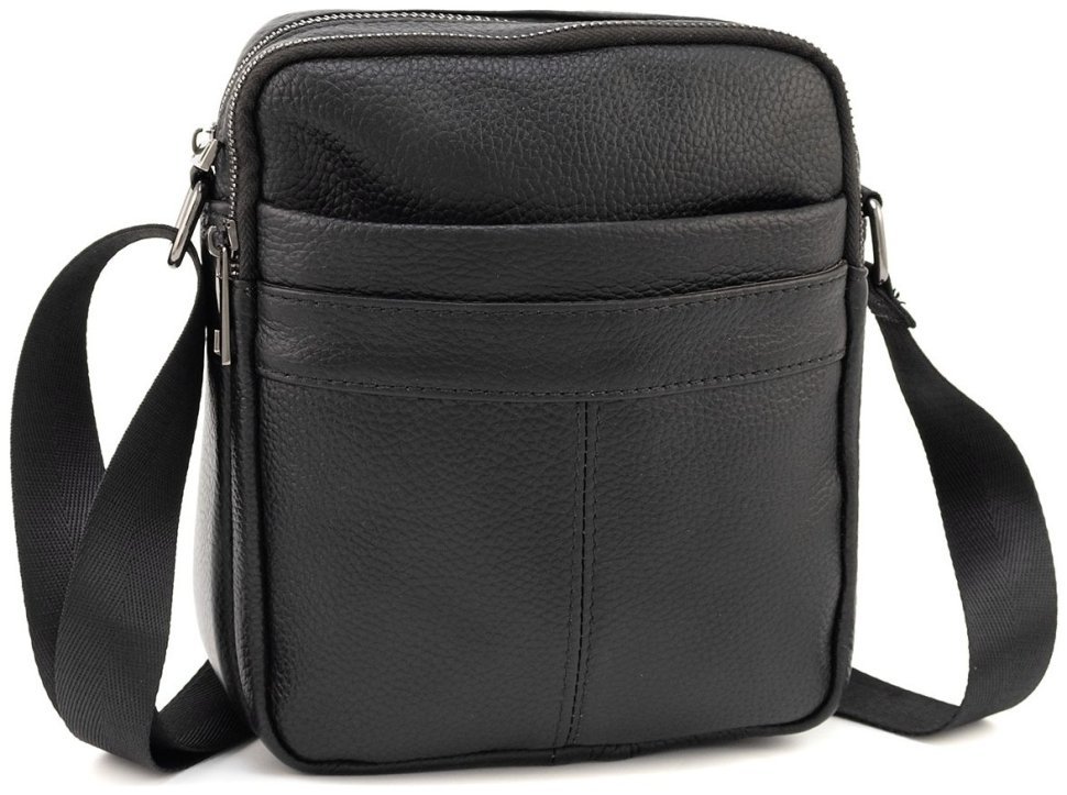 Компактна недорога чоловіча шкіряна сумка чорного кольору Leather Collection 90719 фото №1 Компактна недорога чоловіча шкіряна сумка чорного кольору Leather Collection 90719 modnotak фото №1