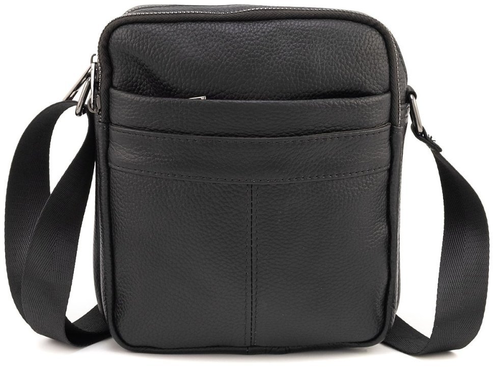 Компактна недорога чоловіча шкіряна сумка чорного кольору Leather Collection 90719 фото №4 Компактна недорога чоловіча шкіряна сумка чорного кольору Leather Collection 90719 modnotak фото №4
