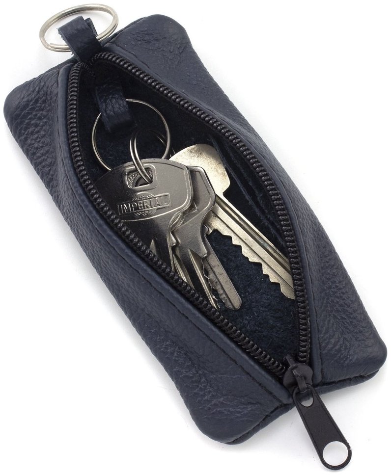 Темно-синяя ключница небольшого размера из фактурной кожи ST Leather 70819