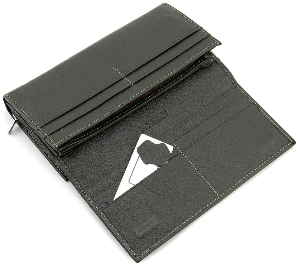 Зелений шкіряний гаманець на магнітах та з великою монетницею ST Leather 90819 modnotak фото №8