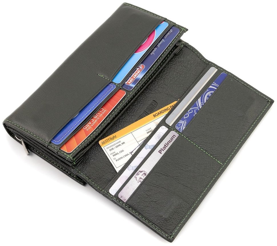 Зелений шкіряний гаманець на магнітах та з великою монетницею ST Leather 90819 modnotak фото №10