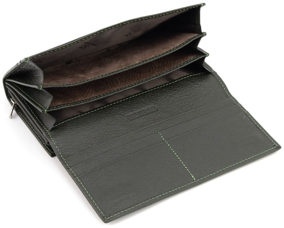 Зелений шкіряний гаманець на магнітах та з великою монетницею ST Leather 90819 modnotak фото №11