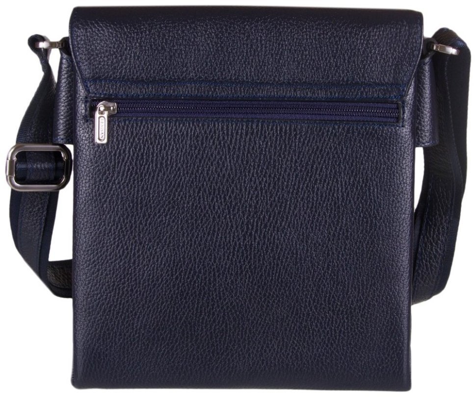Синяя мужская сумка-планшет из фактурной кожи с откидным клапаном на магнитах DESISAN 81219 modnotak фото №2