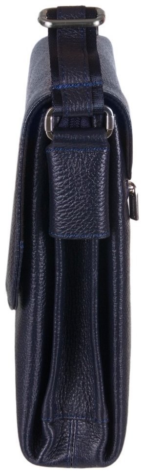 Синяя мужская сумка-планшет из фактурной кожи с откидным клапаном на магнитах DESISAN 81219 modnotak фото №3