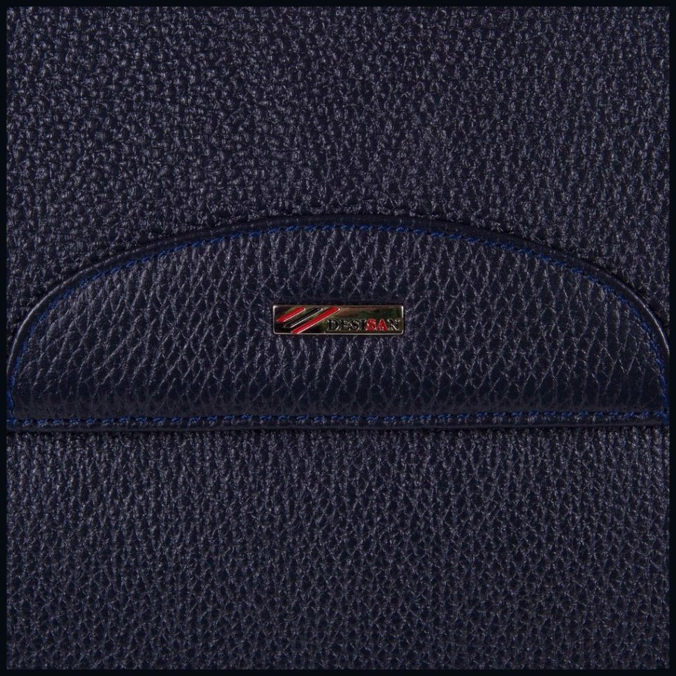 Синяя мужская сумка-планшет из фактурной кожи с откидным клапаном на магнитах DESISAN 81219 modnotak фото №4