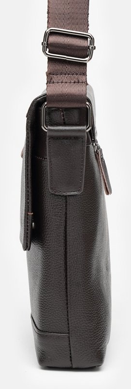 Просторная сумка-планшет из натуральной кожи коричневого цвета с клапаном Keizer (15788)