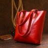 Яскрава жіноча сумка-шоппер із натуральної шкіри червоного кольору Shvigel (16366) - 7