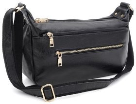 Жіноча шкіряна сумка чорного кольору з однією лямкою на плече Keizer 71519