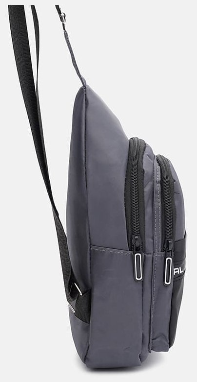 Серая недорогая мужская сумка-слинг среднего размера из текстиля Monsen 71619