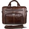 Просторная кожаная сумка коричневого цвета под ноутбук VINTAGE STYLE (14249) - 3