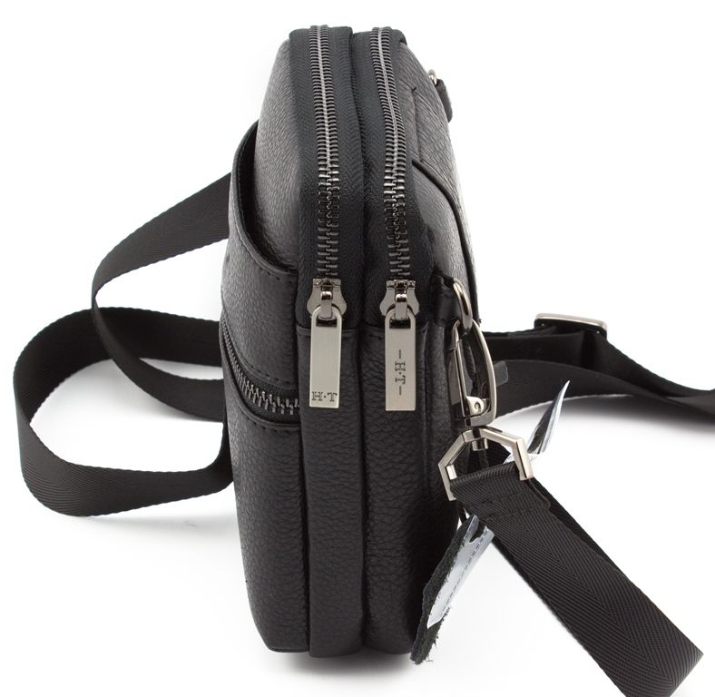 Шкіряна маленька чоловіча сумка c можливістю носити на плечі або на поясі H.T Leather (10001)