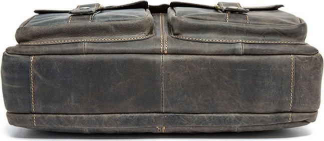 Наплічна чоловіча сумка месенджер з натуральної шкіри сірого кольору VINTAGE STYLE (14610)