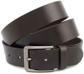 Ремінь чоловічий шкіряний з італійської темно-коричневої шкіри батал до 150 см. Gherardini 40834