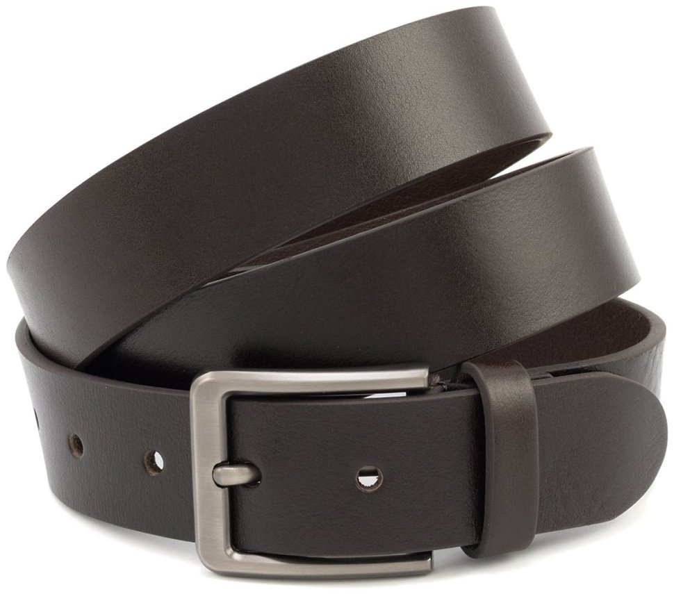 Ремінь чоловічий шкіряний з італійської темно-коричневої шкіри батал до 150 см. Gherardini 40834 фото №1 Ремінь чоловічий шкіряний з італійської темно-коричневої шкіри батал до 150 см. Gherardini 40834 modnotak фото №1