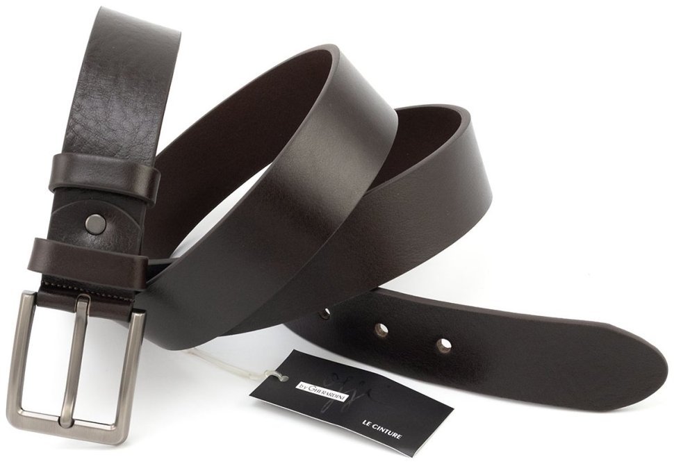 Ремінь чоловічий шкіряний з італійської темно-коричневої шкіри батал до 150 см. Gherardini 40834 фото №3 Ремінь чоловічий шкіряний з італійської темно-коричневої шкіри батал до 150 см. Gherardini 40834 modnotak фото №3