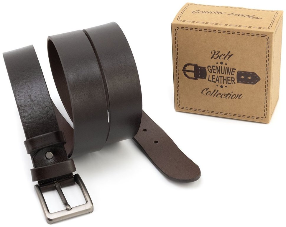Ремінь чоловічий шкіряний з італійської темно-коричневої шкіри батал до 150 см. Gherardini 40834 фото №5 Ремінь чоловічий шкіряний з італійської темно-коричневої шкіри батал до 150 см. Gherardini 40834 modnotak фото №5