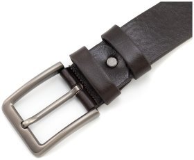 Ремінь чоловічий шкіряний з італійської темно-коричневої шкіри батал до 150 см. Gherardini 40834