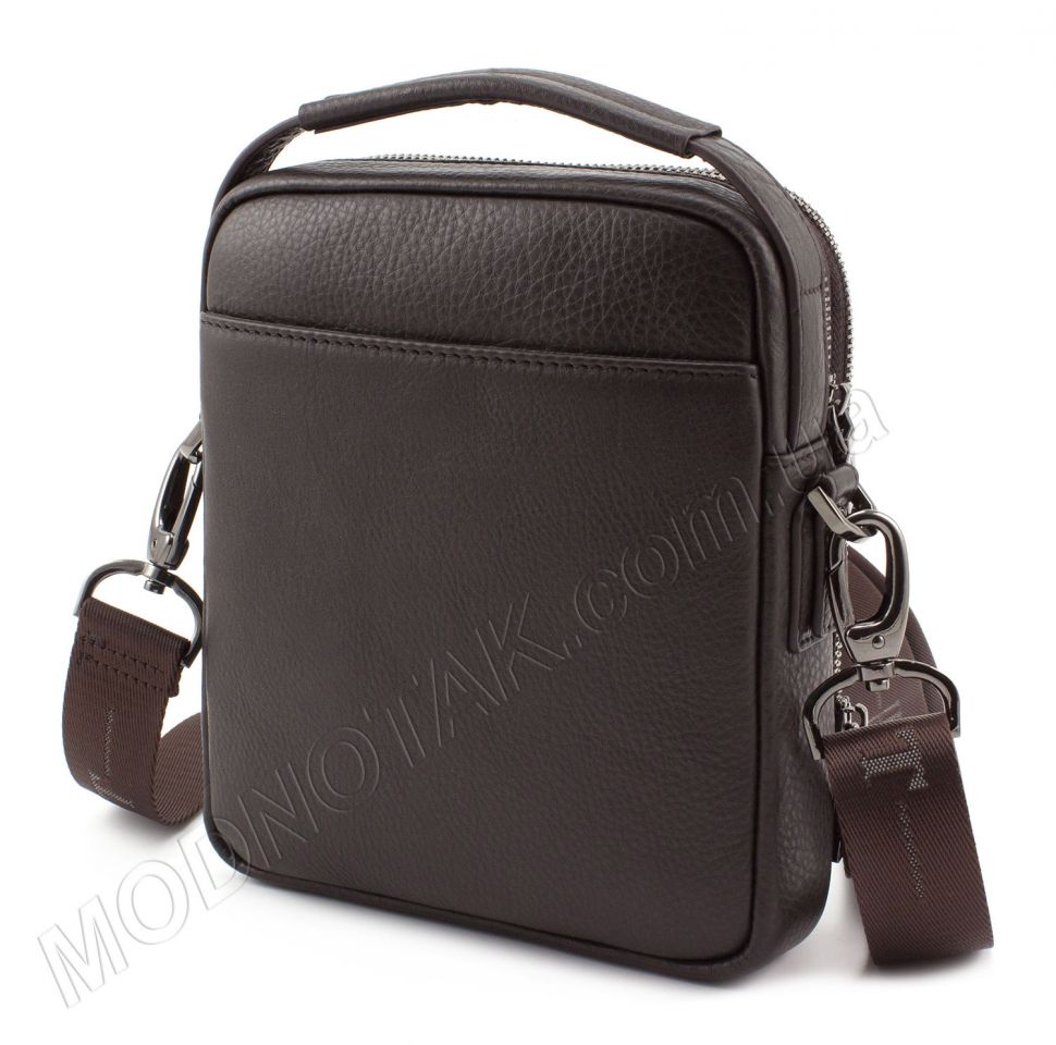 Маленькая кожаная сумка коричневого цвета с ручкой H.T. Leather (422-5 brown)