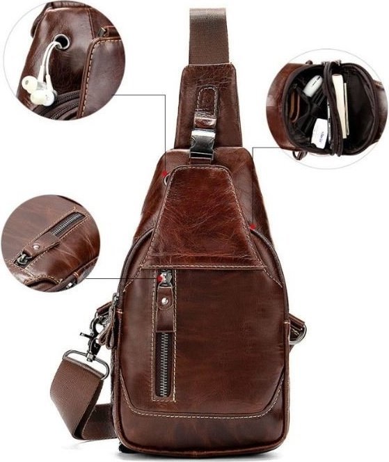 Повсякденна стильна сумка - рюкзак з натуральної шкіри VINTAGE STYLE (14814)