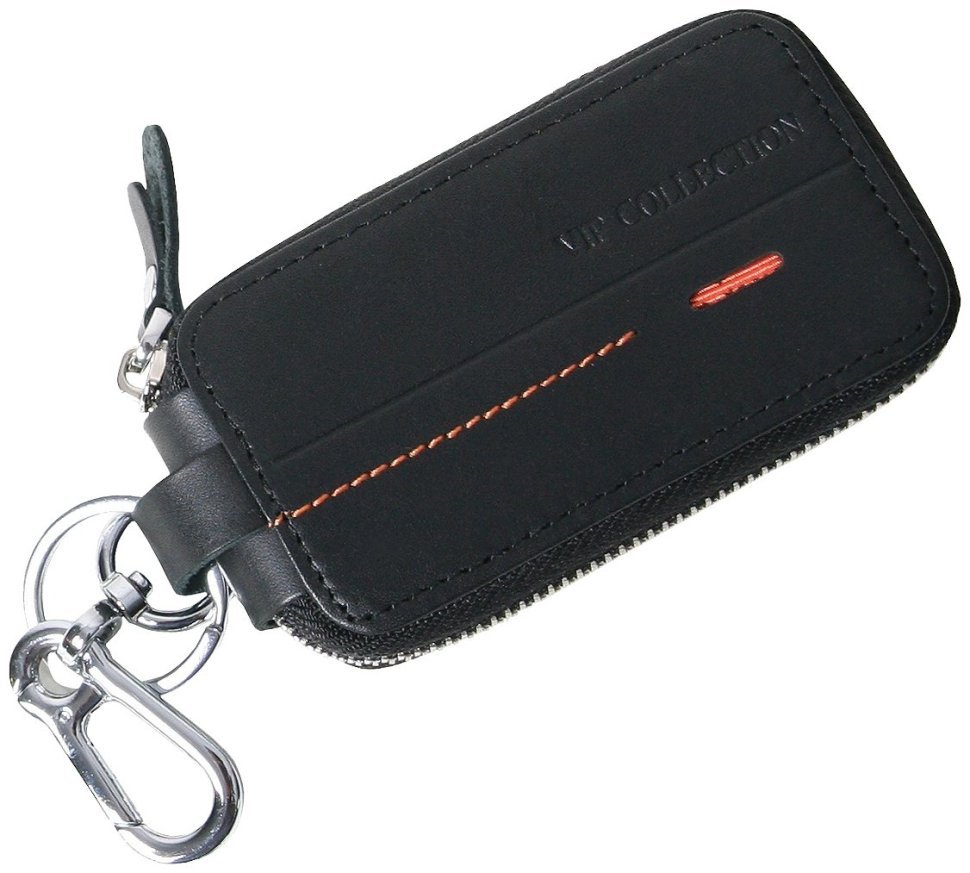 Кожаная ключница Beverly Hills на молнии Vip Collection 102519 (черная) modnotak фото №1