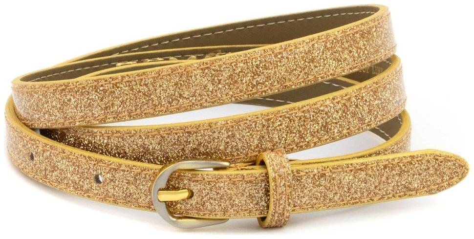 Тонкий кожаный женский ремень в цвете золотые блестки Remar 15137-GH фото №1 Тонкий кожаный женский ремень в цвете золотые блестки Remar 15137-GH modnotak фото №1