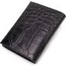 Черный мужской кошелек вертикального формата из натуральной кожи с тиснением под крокодила CANPELLINI (2421755) - 2