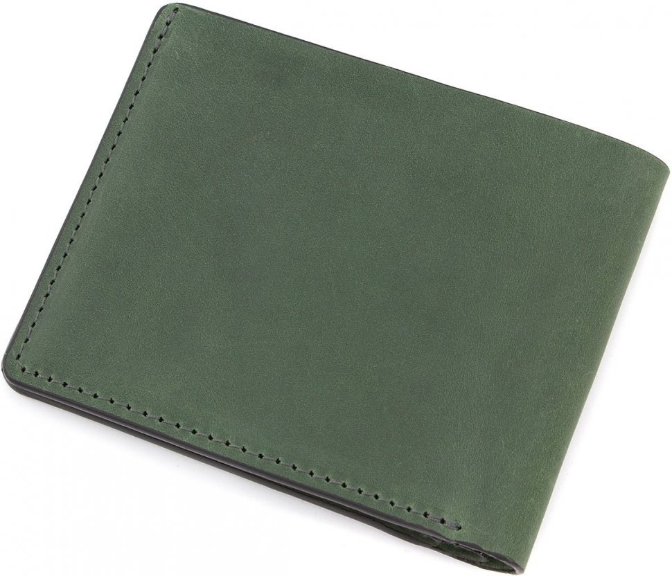 Вінтажну портмоне зеленого кольору з натуральної шкіри Grande Pelle (13280)