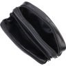 Горизонтальная поясная сумка для мужчин из натуральной кожи черного цвета Vintage (2421485) - 4