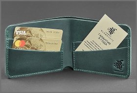 Кожаное портмоне из винтажной кожи зеленого цвета BlankNote (12524)