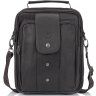 Мужская черная вертикальная кожаная сумка-барсетка коричневого цвета HD Leather (15803) - 2