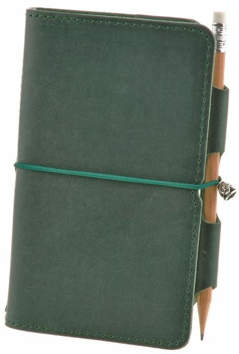 Блокнот (Софт-бук) с зеленой обложкой из натуральной кожи Crazy Horse на резинке - BlankNote (13719)