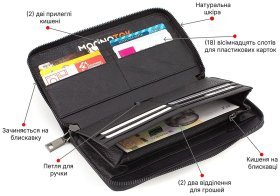 Большой кожаный мужской кошелек - органайзер на молнии Marco Coverna (18237)
