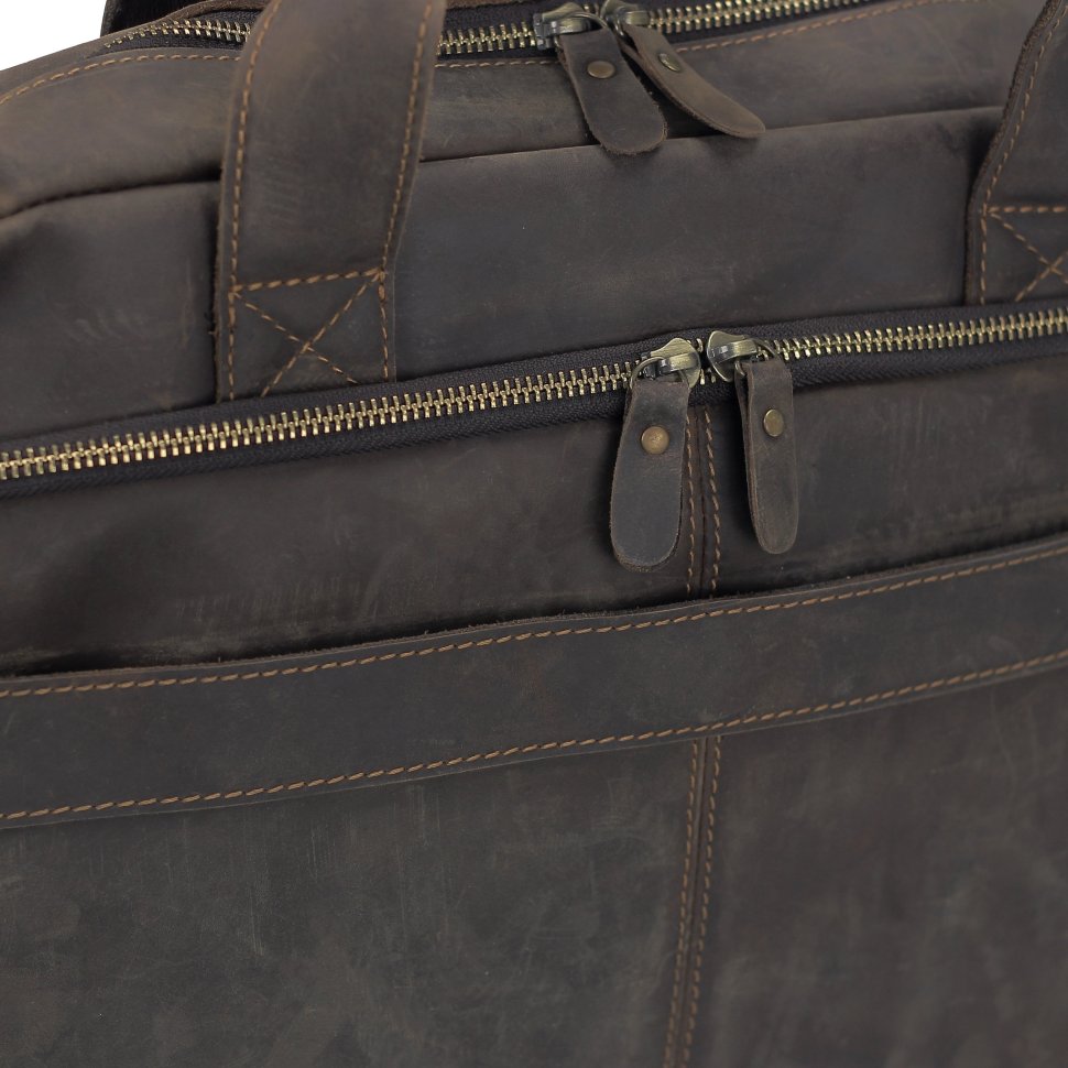 Винтажная кожаная сумка для ноутбука в коричневом цвете Tiding Bag (21617)