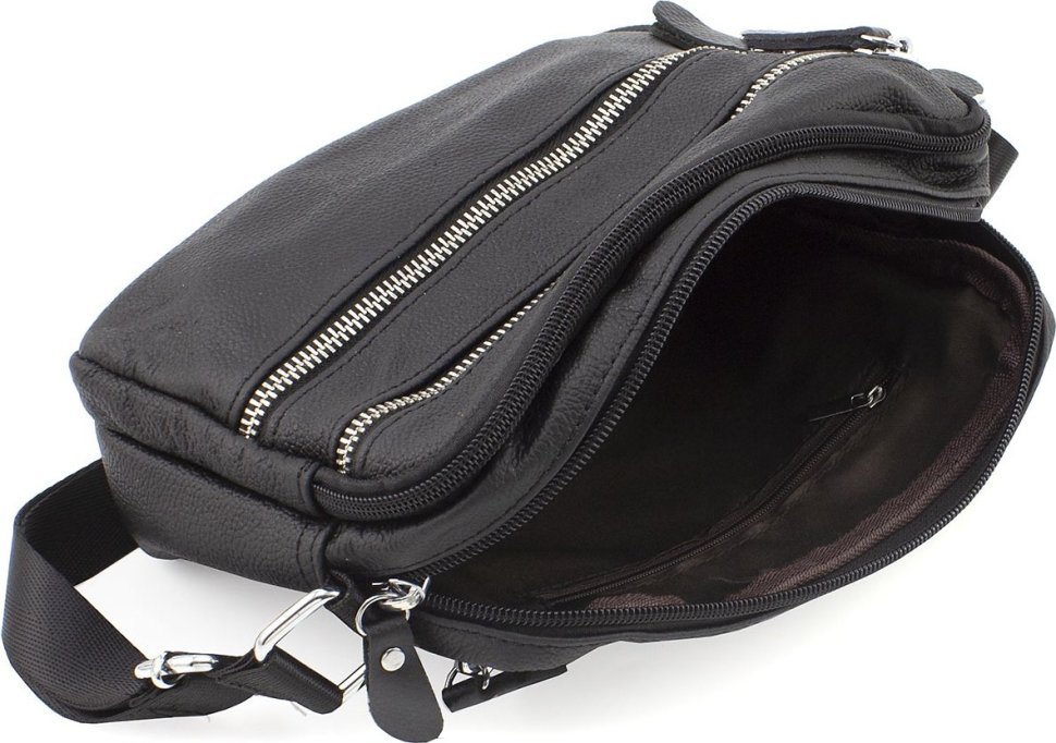 Недорога чоловіча шкіряна сумка через плече чорного кольору Leather Collection (32253919)