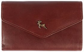 Вместительный женский кошелек из гладкой кожи на кнопке Ashwood V62 94019 коричневого цвета