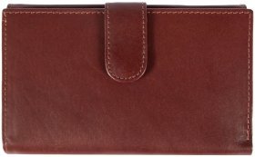 Вместительный женский кошелек из гладкой кожи на кнопке Ashwood V62 94019 коричневого цвета