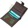 Коричневий чоловічий вертикальний гаманець із натуральної шкіри флотар на кнопці BOND (2422002) - 4