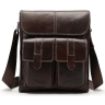 Коричневая вертикальная сумка из натуральной кожи с клапаном Vintage (20020) - 1