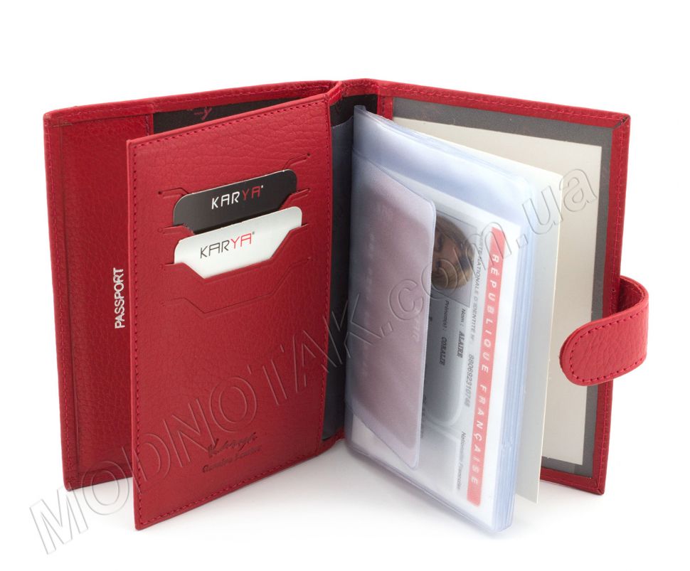 Красная обложка на паспорт и документы - KARYA (17575)